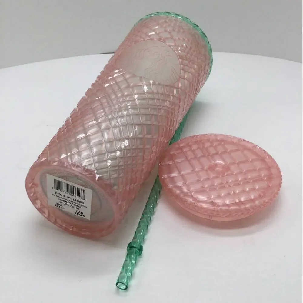 Starbucks 2023 Summer Pink Rose Gold Jewel Diamond Cold Tumbler